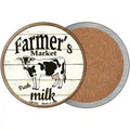 Farmers Market Milk Novelty Circle Coaster Set of 4 3.5" Coaster (Sets of 4) (CC)