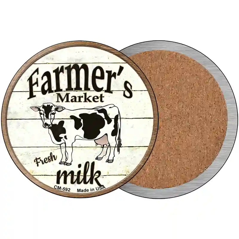 Farmers Market Milk Novelty Circle Coaster Set of 4 3.5" Coaster (Sets of 4) (CC)