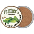 Farmers Market Cucumbers Novelty Circle Coaster Set of 4 3.5" Coaster (Sets of 4) (CC)