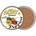 Farmers Market Peppers Novelty Circle Coaster Set of 4 3.5" Coaster (Sets of 4) (CC)