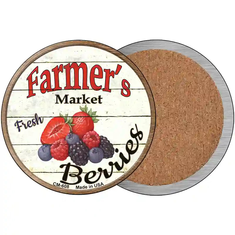 Farmers Market Berries Novelty Circle Coaster Set of 4 3.5" Coaster (Sets of 4) (CC)