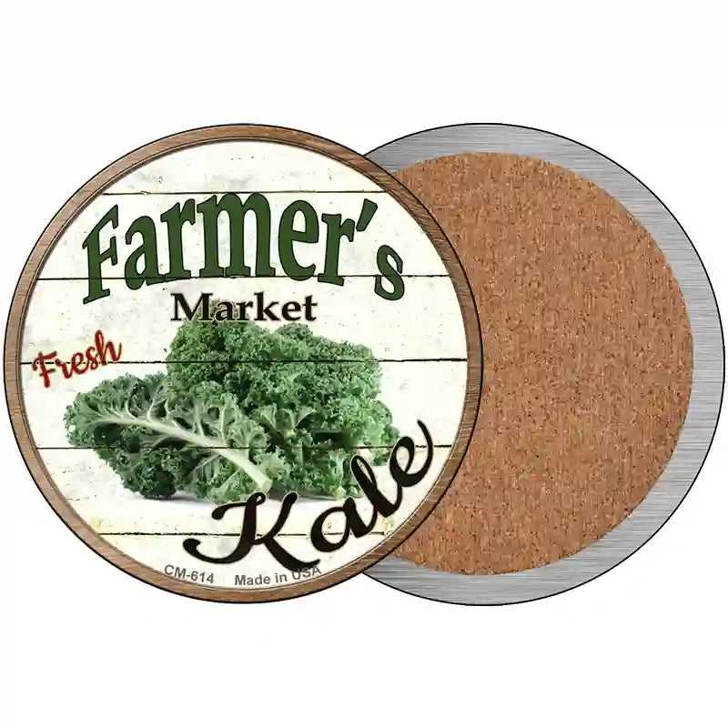 Farmers Market Kale Novelty Circle Coaster Set of 4 3.5" Coaster (Sets of 4) (CC)