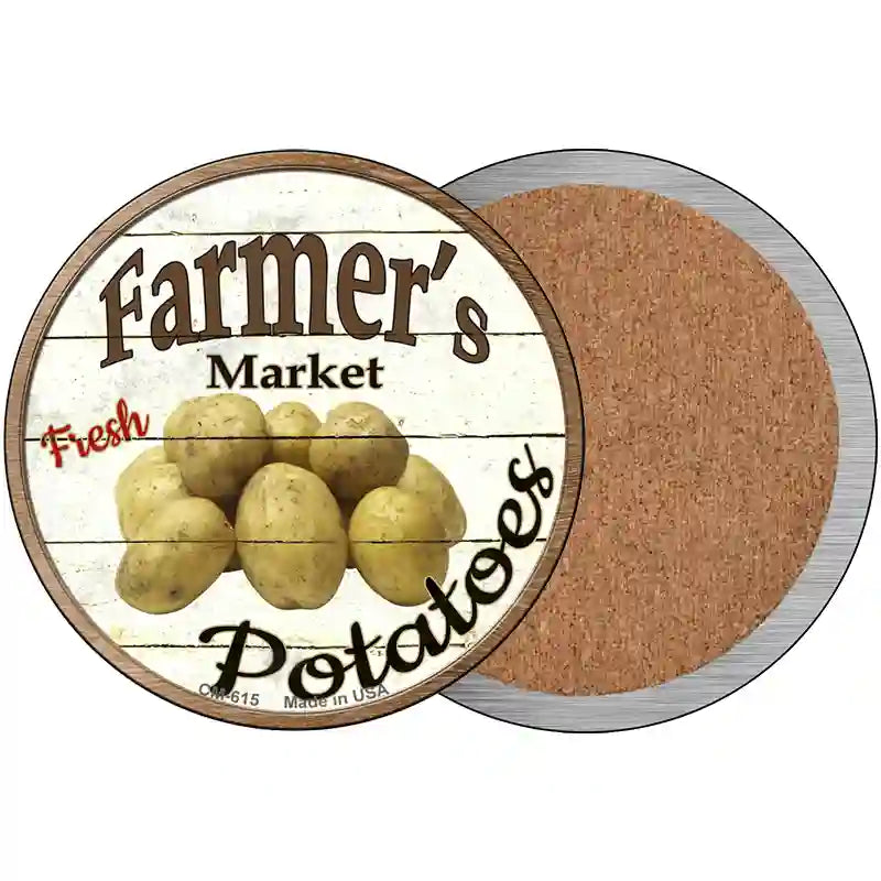 Farmers Market Potatoes Novelty Circle Coaster Set of 4 3.5" Coaster (Sets of 4) (CC)