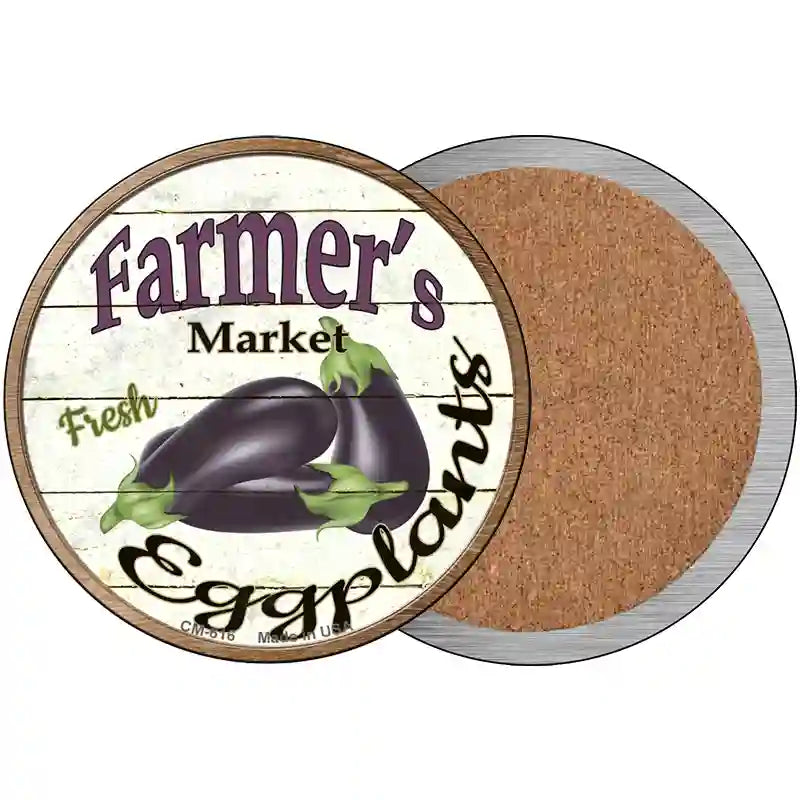 Farmers Market Eggplants Novelty Circle Coaster Set of 4 3.5" Coaster (Sets of 4) (CC)