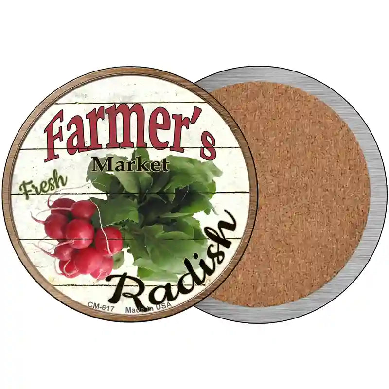 Farmers Market Radish Novelty Circle Coaster Set of 4 3.5" Coaster (Sets of 4) (CC)