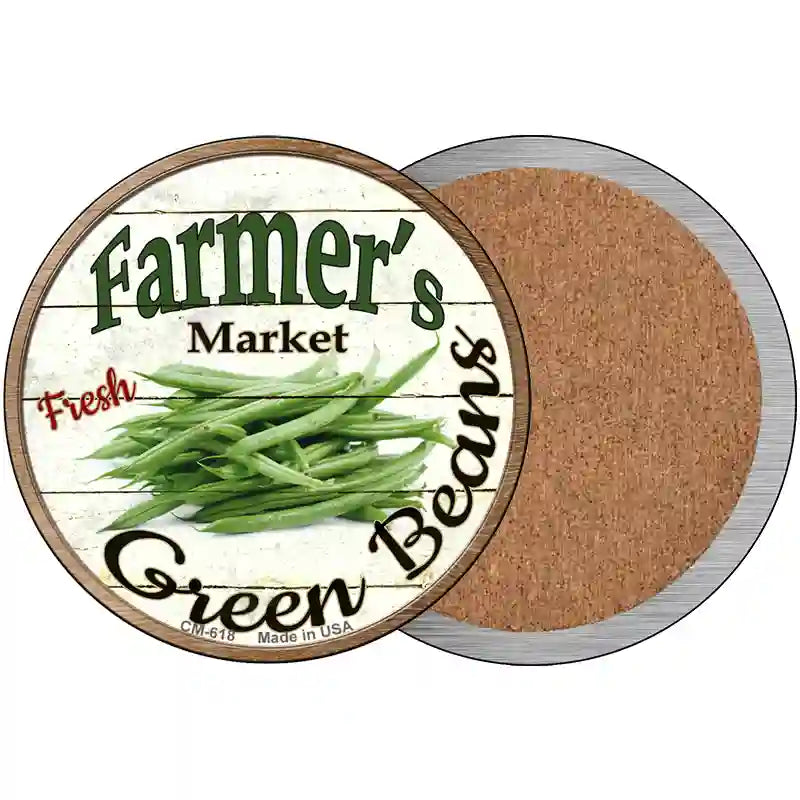 Farmers Market Green Beans Novelty Circle Coaster Set of 4 3.5" Coaster (Sets of 4) (CC)