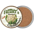 Farmers Market Cauliflower Novelty Circle Coaster Set of 4 3.5" Coaster (Sets of 4) (CC)