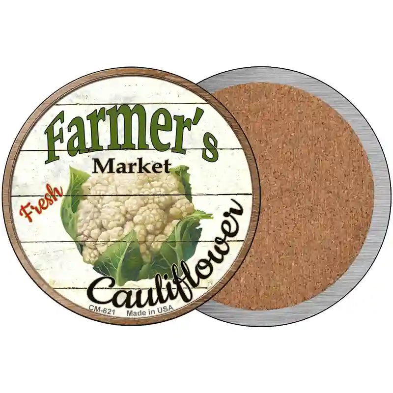 Farmers Market Cauliflower Novelty Circle Coaster Set of 4 3.5" Coaster (Sets of 4) (CC)
