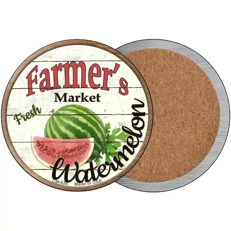 Farmers Market Watermelon Novelty Circle Coaster Set of 4 3.5" Coaster (Sets of 4) (CC)