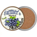 Farmers Market Blueberries Novelty Circle Coaster Set of 4 3.5" Coaster (Sets of 4) (CC)