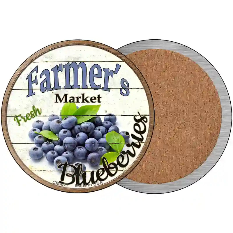 Farmers Market Blueberries Novelty Circle Coaster Set of 4 3.5" Coaster (Sets of 4) (CC)