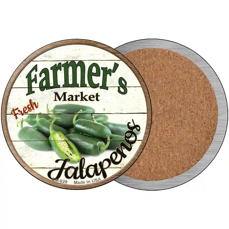 Farmers Market Jalapenos Novelty Circle Coaster Set of 4 3.5" Coaster (Sets of 4) (CC)