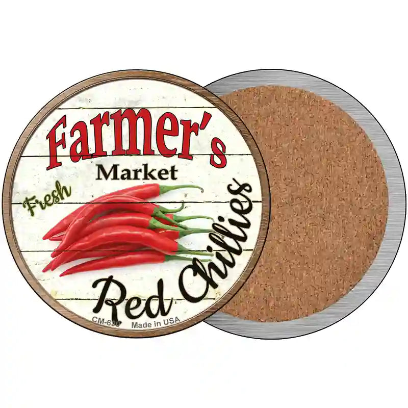 Farmers Market Red Chillies Novelty Circle Coaster Set of 4 3.5" Coaster (Sets of 4) (CC)