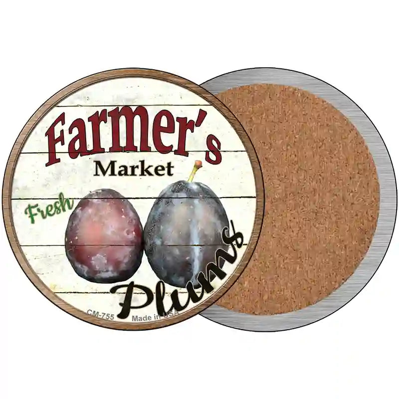 Farmers Market Plum Novelty Circle Coaster Set of 4 3.5" Coaster (Sets of 4) (CC)