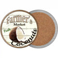 Farmers Market Coconut Novelty Circle Coaster Set of 4 3.5" Coaster (Sets of 4) (CC)