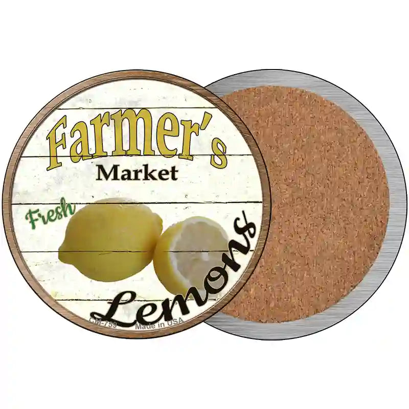 Farmers Market Lemons Novelty Circle Coaster Set of 4 3.5" Coaster (Sets of 4) (CC)