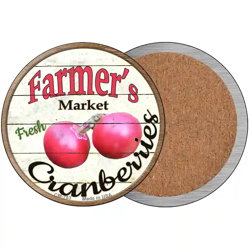 Farmers Market Cranberries Novelty Circle Coaster Set of 4 3.5" Coaster (Sets of 4) (CC)