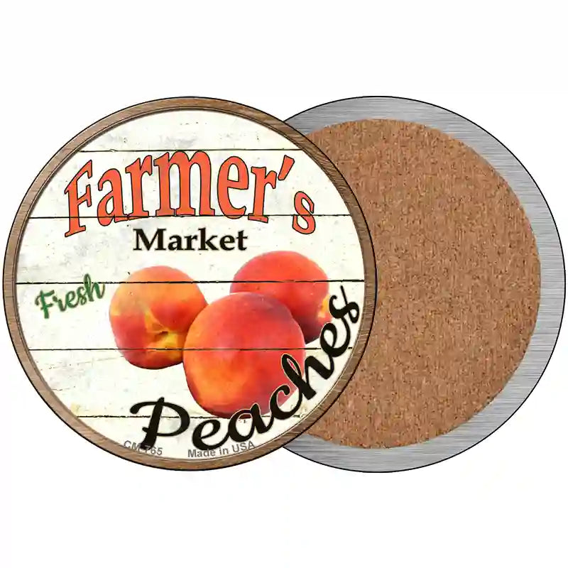 Farmers Market Peaches Novelty Circle Coaster Set of 4 3.5" Coaster (Sets of 4) (CC)