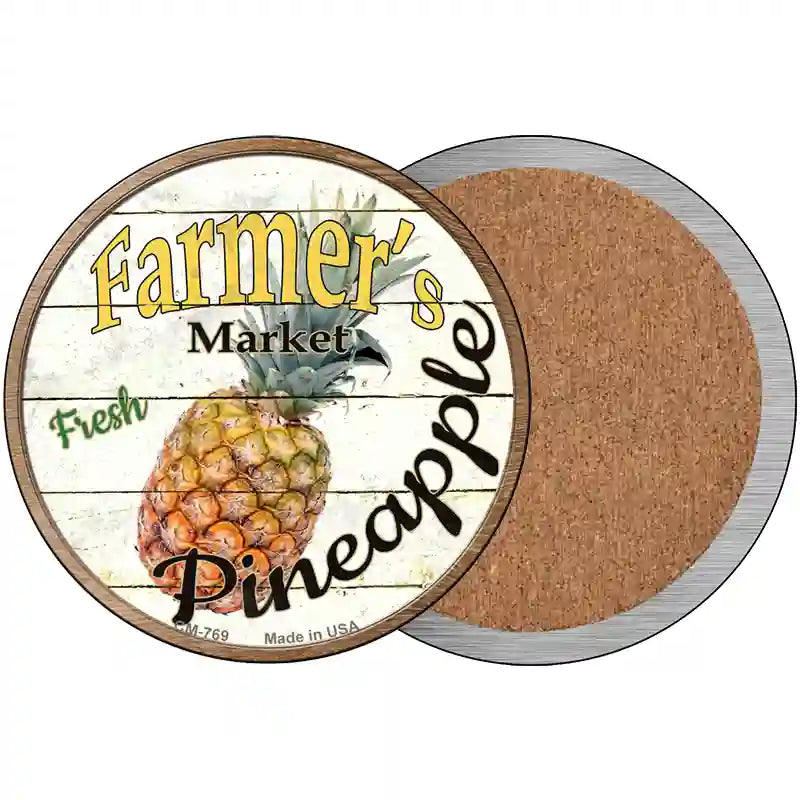 Farmers Market Pineapple Novelty Circle Coaster Set of 4 3.5" Coaster (Sets of 4) (CC)