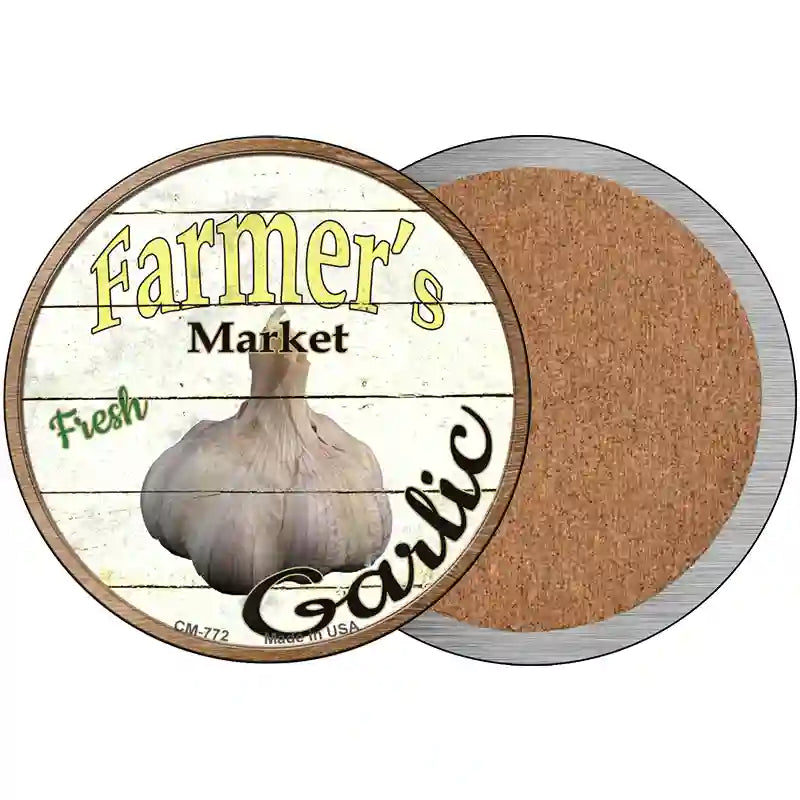 Farmers Market Garlic Novelty Circle Coaster Set of 4 3.5" Coaster (Sets of 4) (CC)