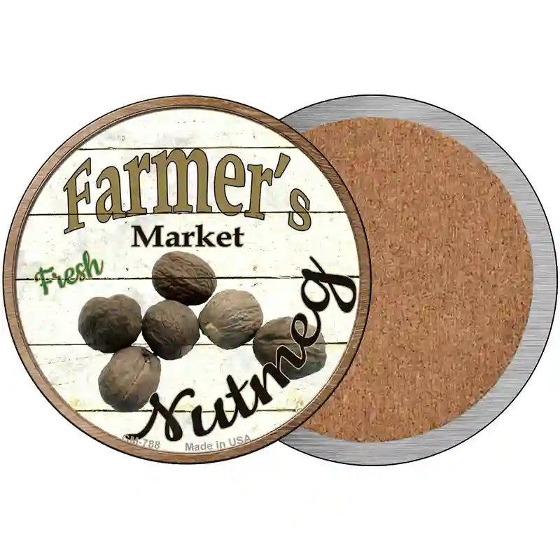 Farmers Market Nutmeg Novelty Circle Coaster Set of 4 3.5" Coaster (Sets of 4) (CC)