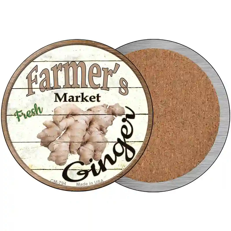 Farmers Market Ginger Novelty Circle Coaster Set of 4 3.5" Coaster (Sets of 4) (CC)