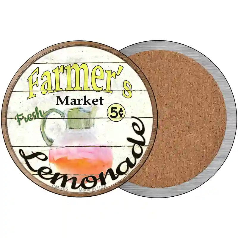 Farmers Market Lemonade Novelty Circle Coaster Set of 4 3.5" Coaster (Sets of 4) (CC)
