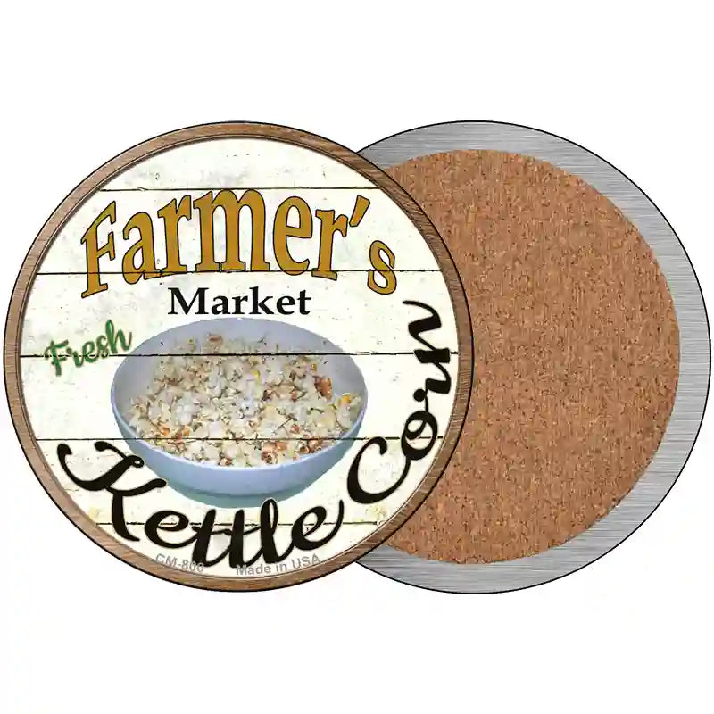 Farmers Market Kettle Corn Novelty Circle Coaster Set of 4 3.5" Coaster (Sets of 4) (CC)