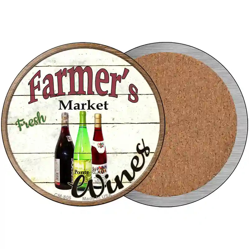 Farmers Market Wines Novelty Circle Coaster Set of 4 3.5" Coaster (Sets of 4) (CC)