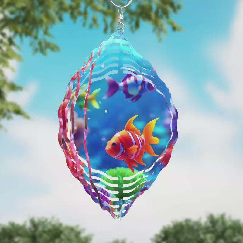 Colorful Fish in Water Novelty Metal Wind Spinner
